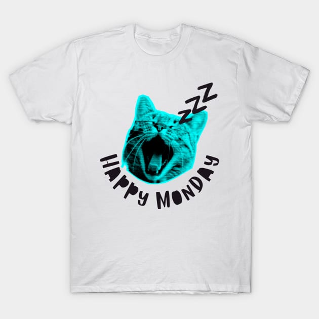 Happy Monday Sleepy Cat T-Shirt by Yelda